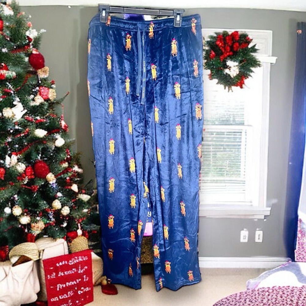 Perry Ellis Portfolio Christmas Santa Claus Dog Lounge Cozy Pajama PJ Pants  XL